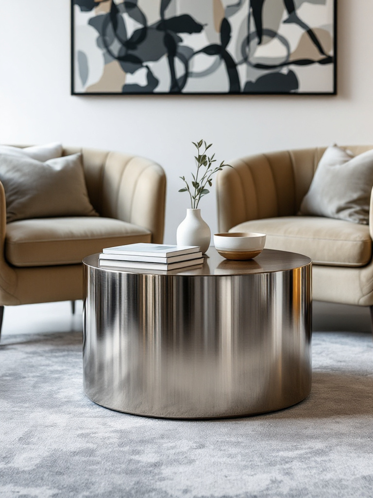 Custom Stainless Steel Round Drum Pedestal Base -Side&End/Dining  Modern Cyclinder Table Base |Custom Dimensions