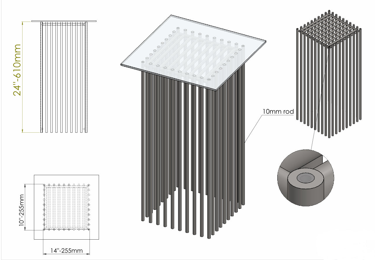 Contemporary Stainless Steel End Table Base with Flow Effect  |IZ 2025