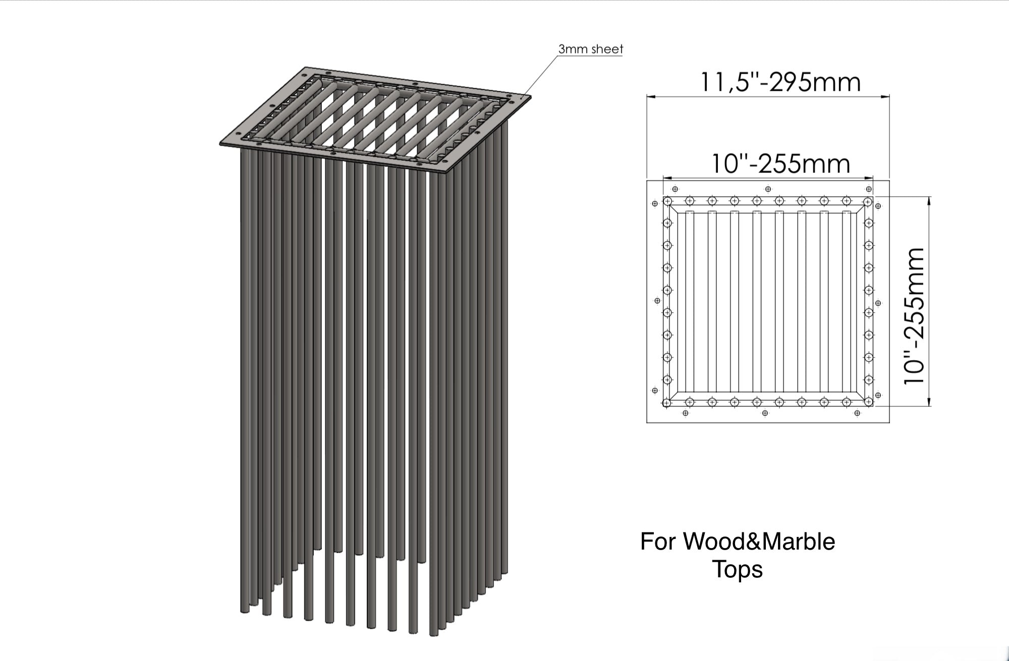 Contemporary Stainless Steel End Table Base with Flow Effect  |IZ 2025