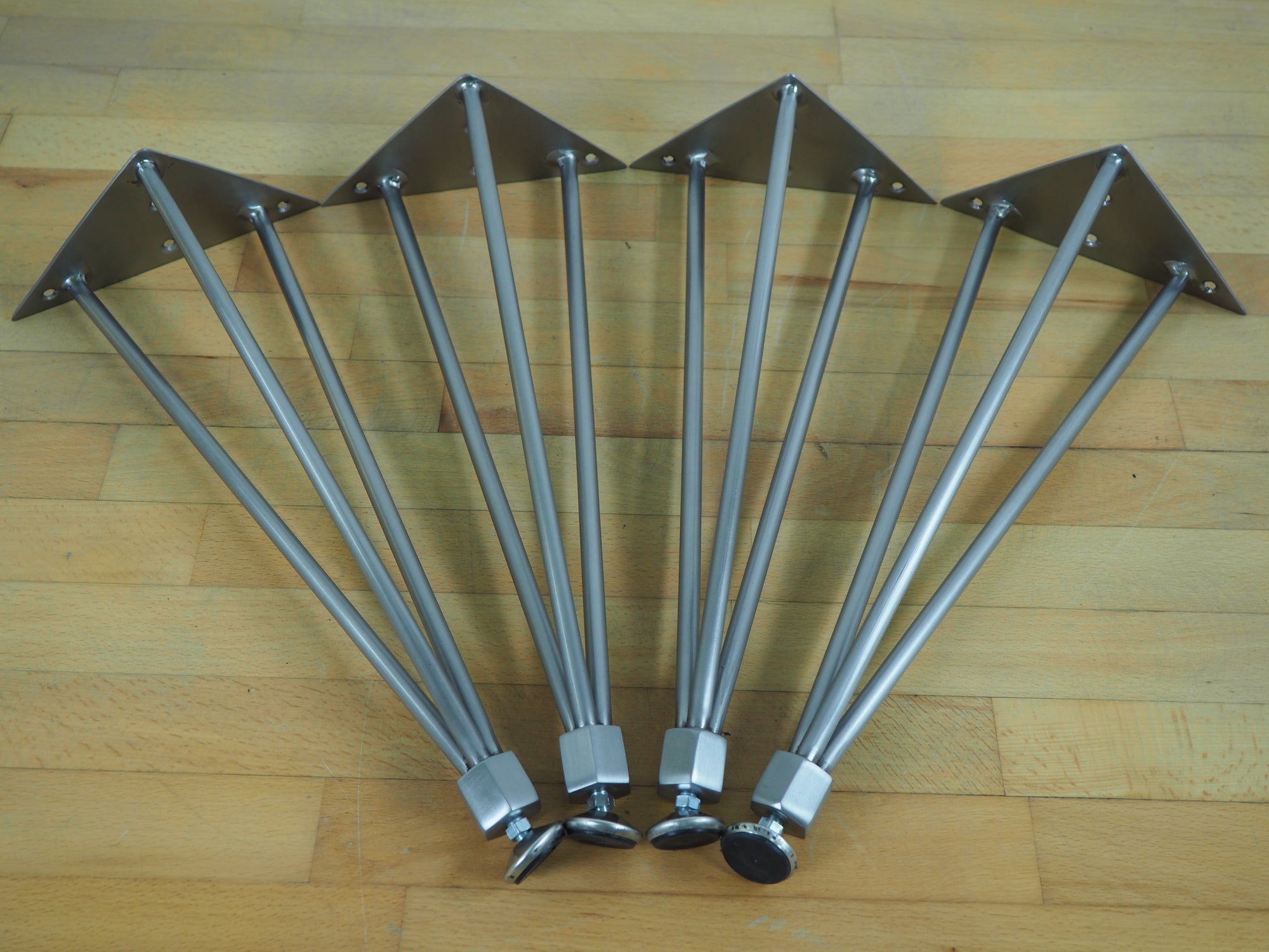 16" 3 Pin Nuts Hairpin Table Legs, STAINLESS STEEL, Height 6"16" set(4)