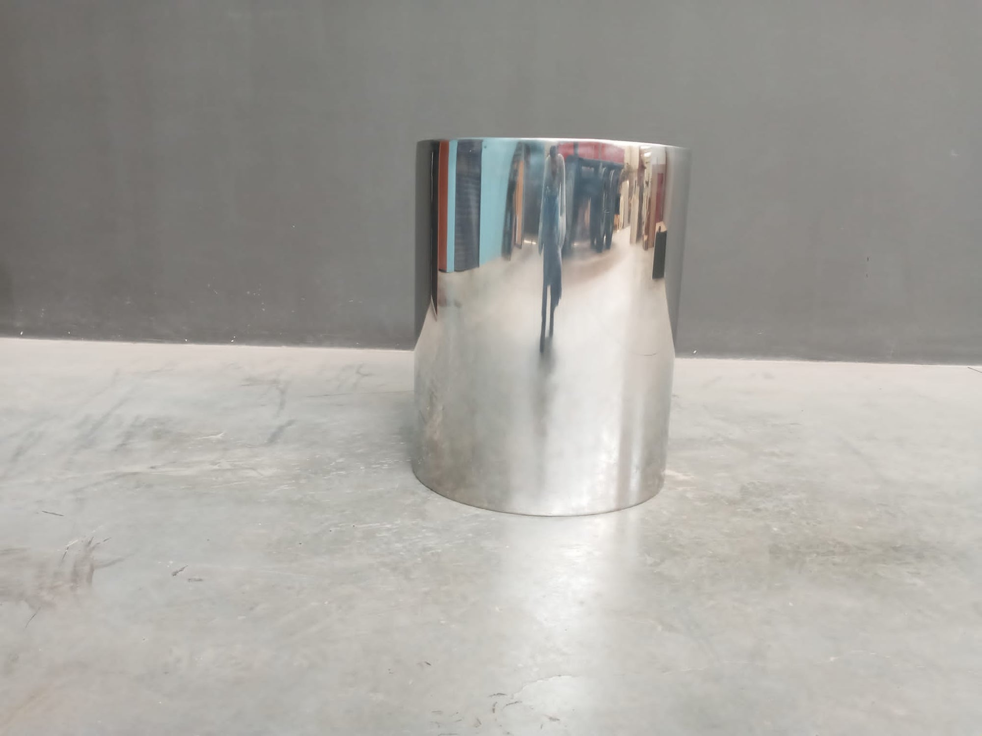 Custom Stainless Steel Round Drum Pedestal Base -Side&End/Dining  Modern Cyclinder Table Base |Custom Dimensions