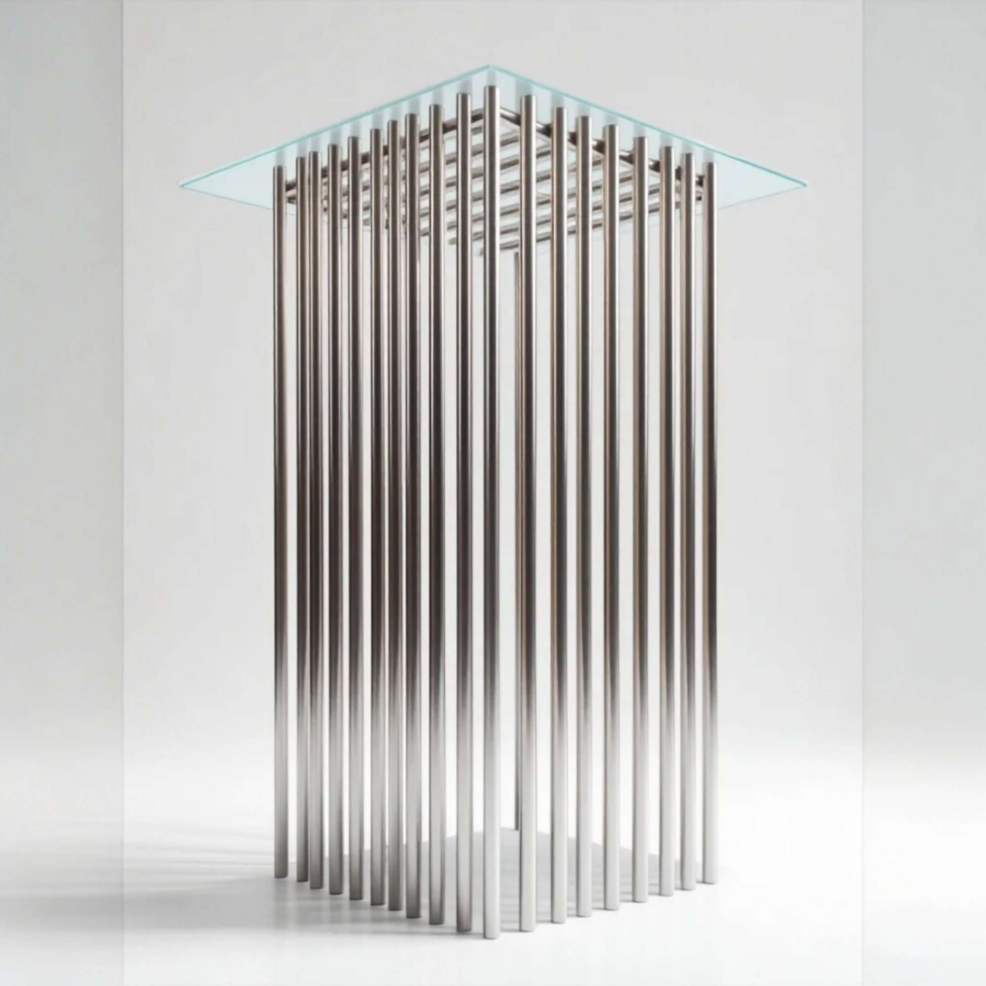 Contemporary Stainless Steel End Table Base with Flow Effect  |IZ 2025