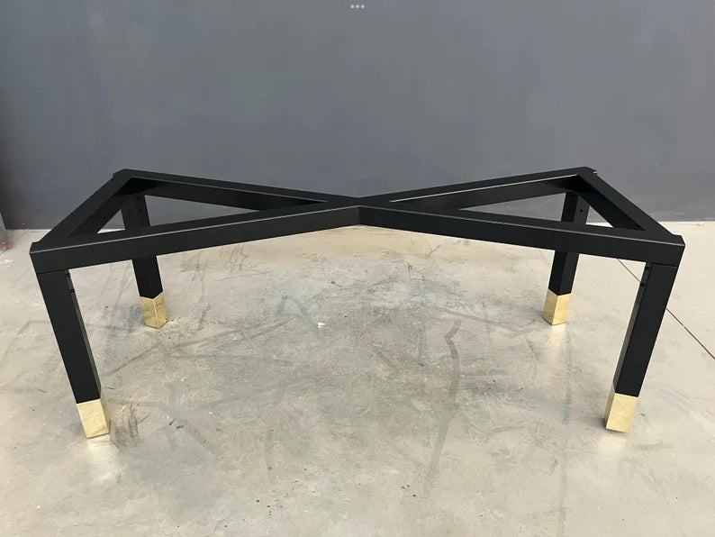 28" H x 24" W x 52” L Post Gold Table Base, Height 26" To 32