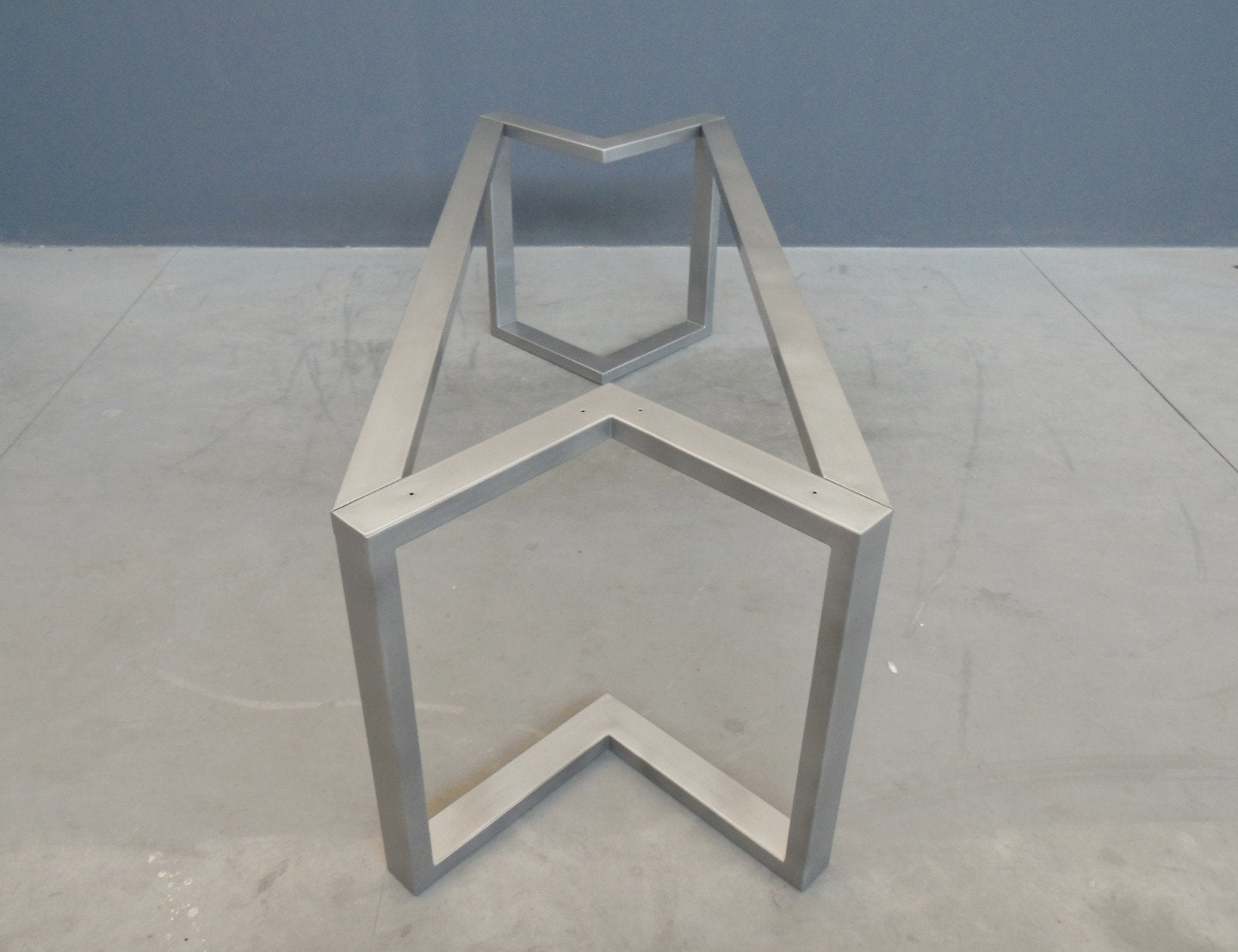 brushed satin stainless steel heavy duty table base