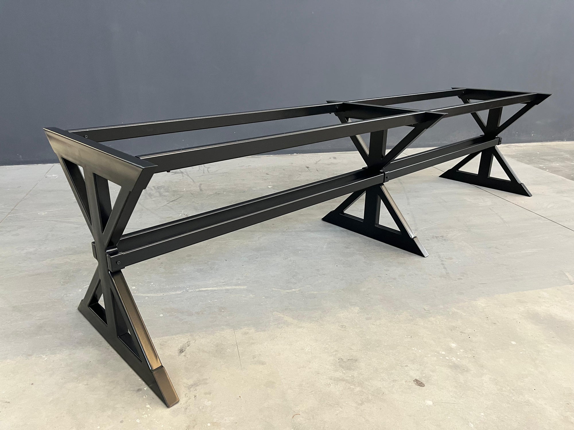 Metal Trestle Farmhouse Steel  Dining Table Base | KABIL 3 | 28"H x 28" W x 96” L Industrial