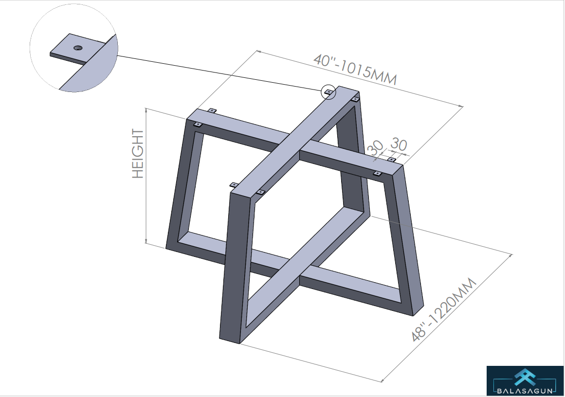 Trapezoid frame table base for 72” tables
