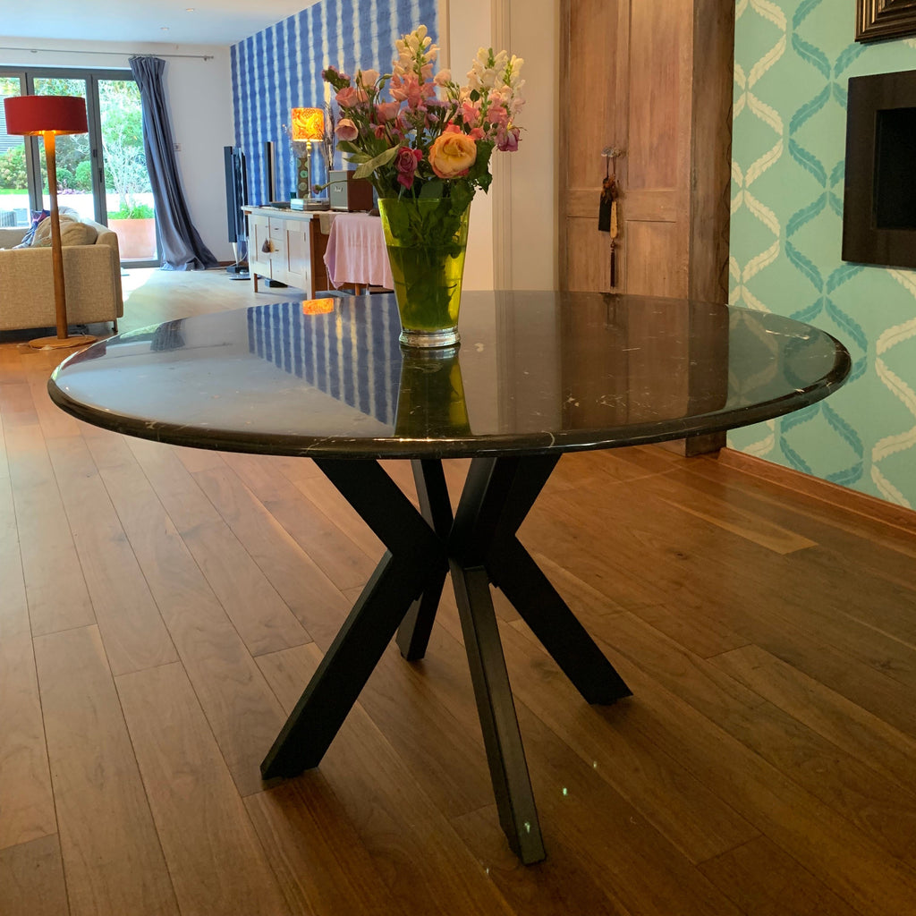 sturdy metal dining table base for glass , marble and wood table tops