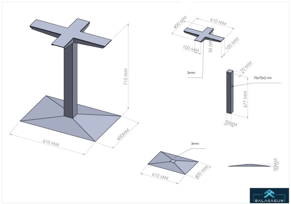 28" ZARF Post  Pedestal Table Base