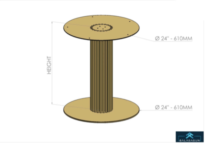 Metal Table Pedestal Base , 28” Height x 24” Base Round | DIZDAR