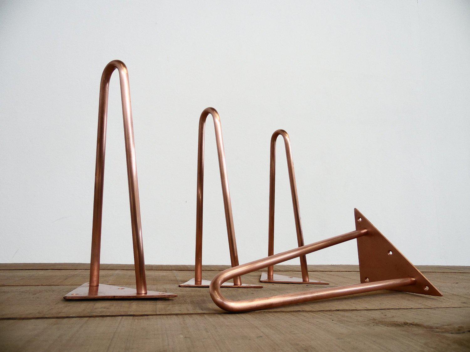 Copper hairpin legs for coffee tables