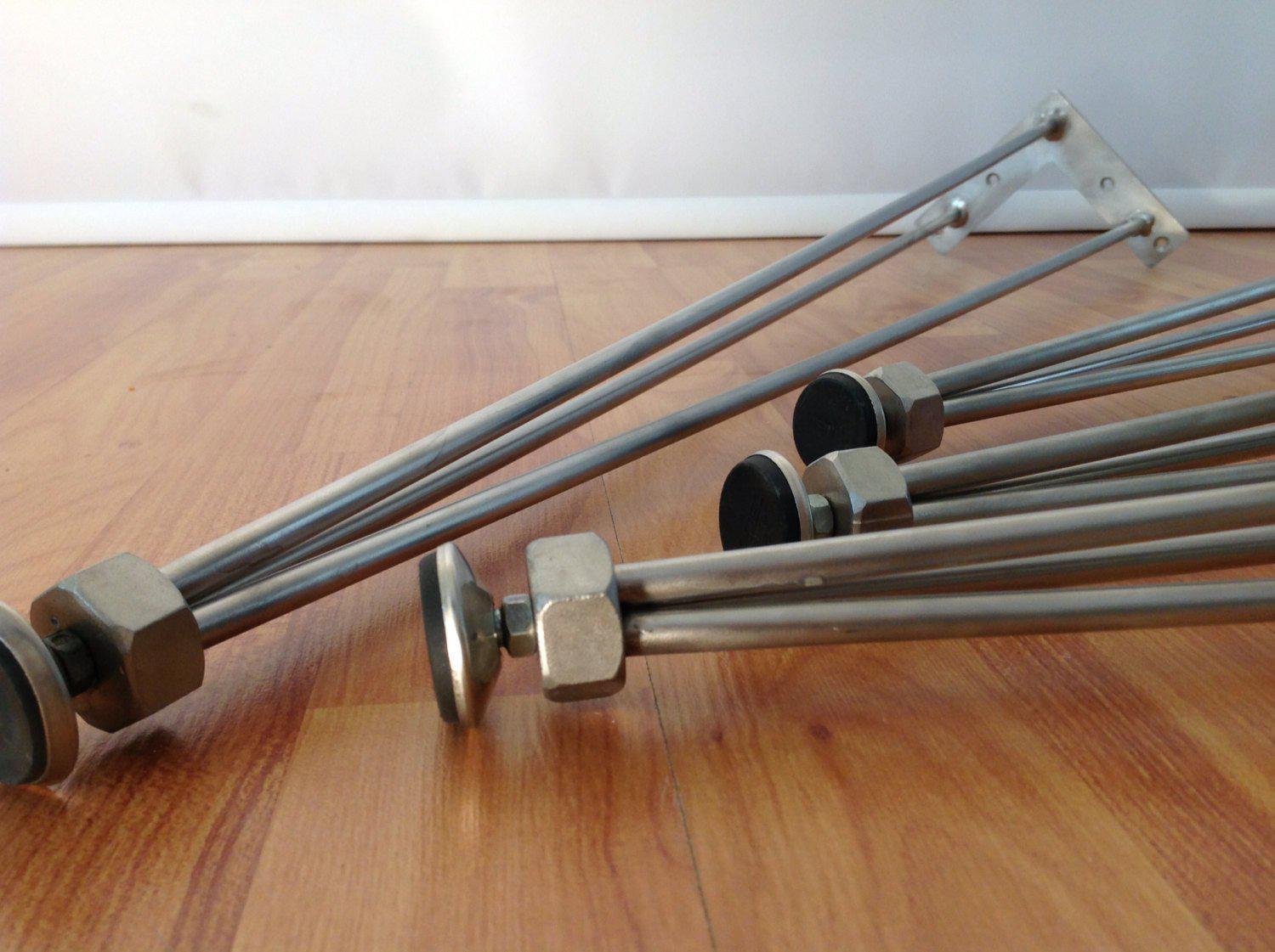 28" 3-pin-nuts Table Legs, Stainless Steel,height 26" To 32" Set(4)