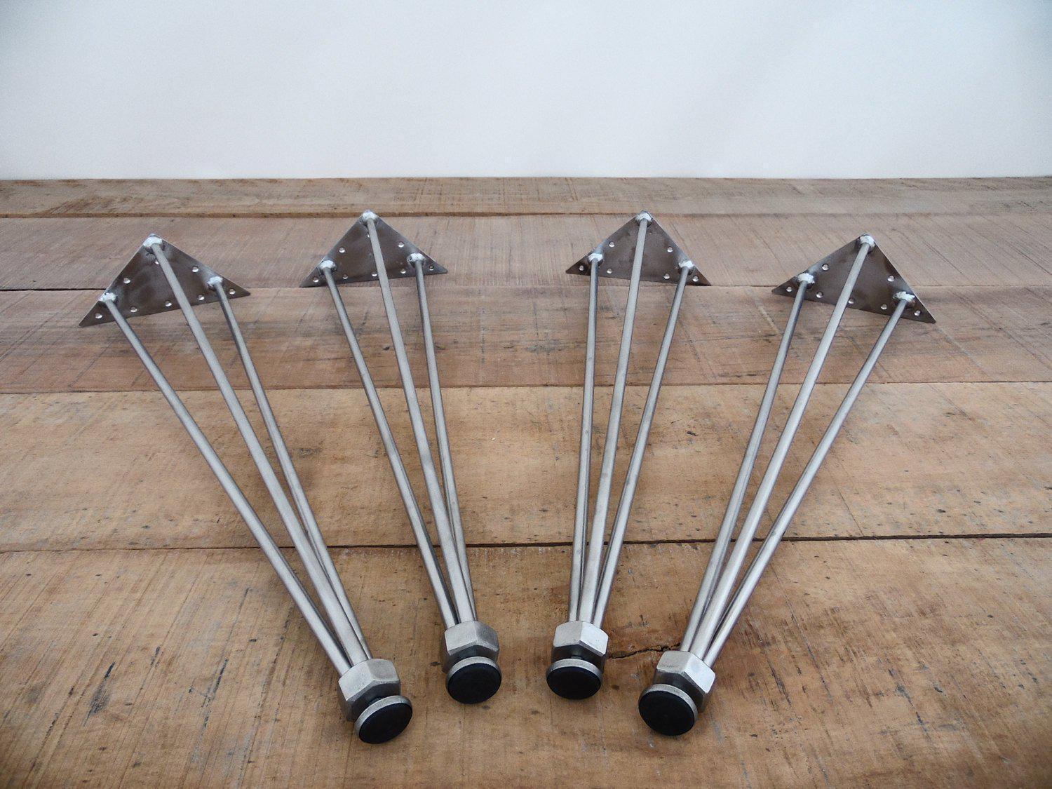 28" 3-pin-nuts Table Legs, Stainless Steel,height 26" To 32" Set(4)