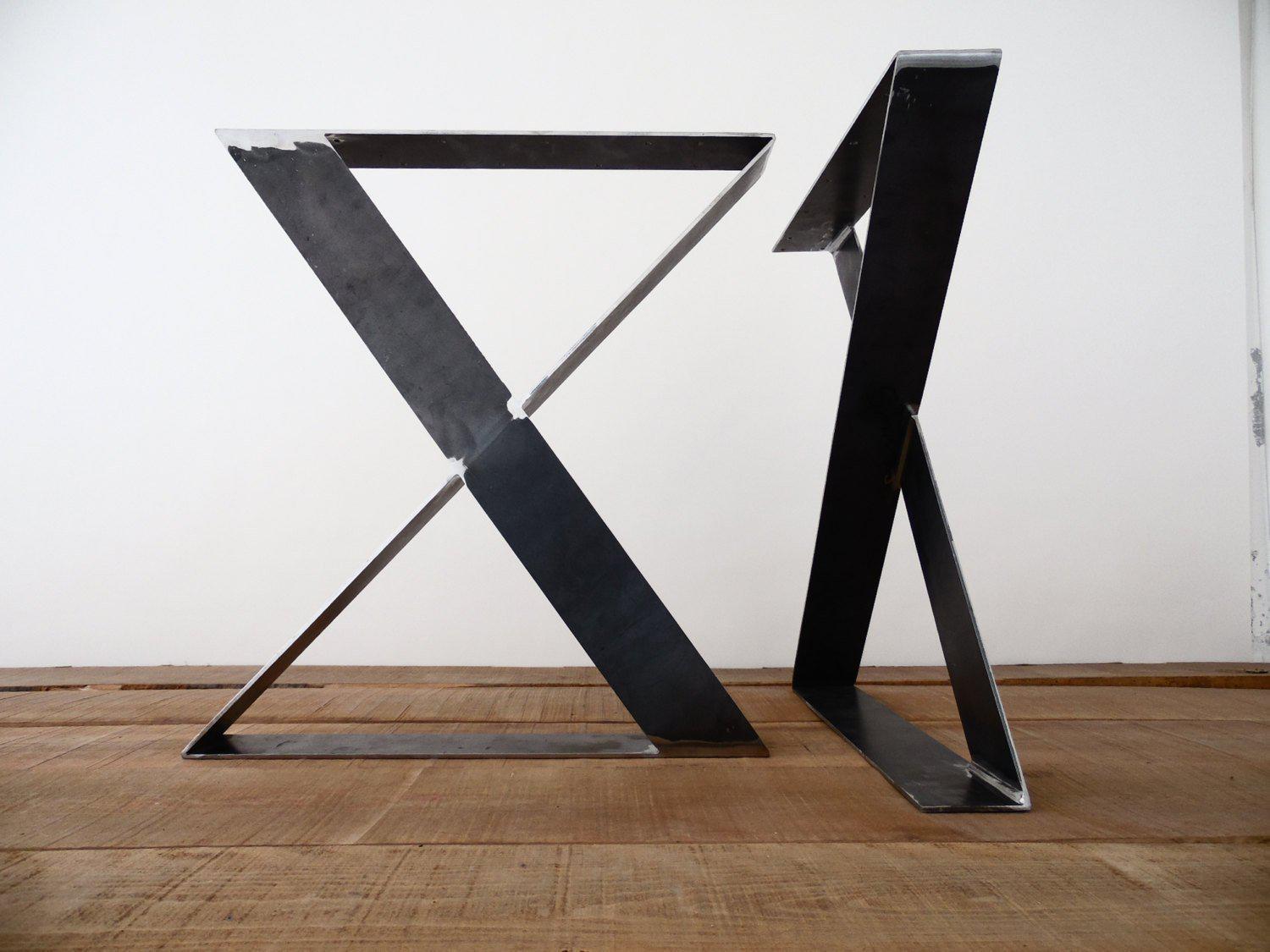 28" H X 24" W  X-frame Wide Flat Steel Table Legs, Height 26" To 32" Set(2)