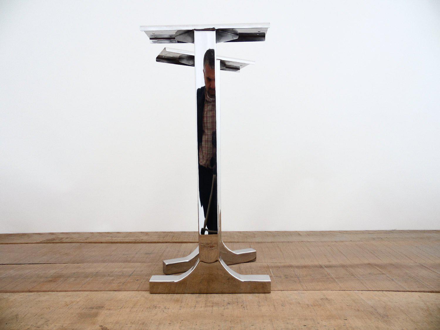 28" Single Bar Table Legs,15" Width Base, Stainless Steel,height 26" - 30" Set(2)