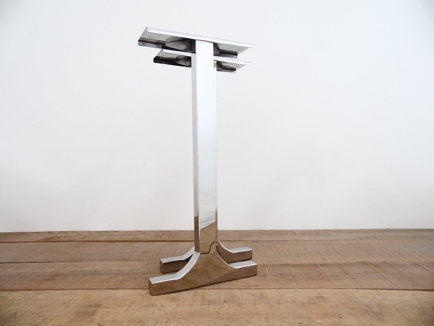 28" Single Bar Table Legs,15" Width Base, Stainless Steel,height 26" - 30" Set(2)