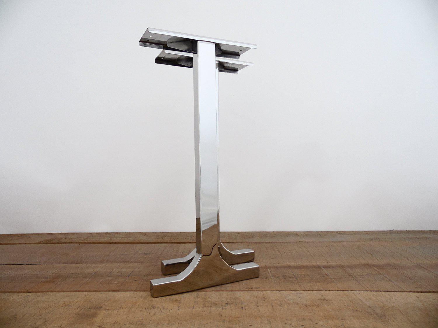28" Single Bar Table Legs,15" Width Base, Stainless Steel,height 26" - 30" Set(2)