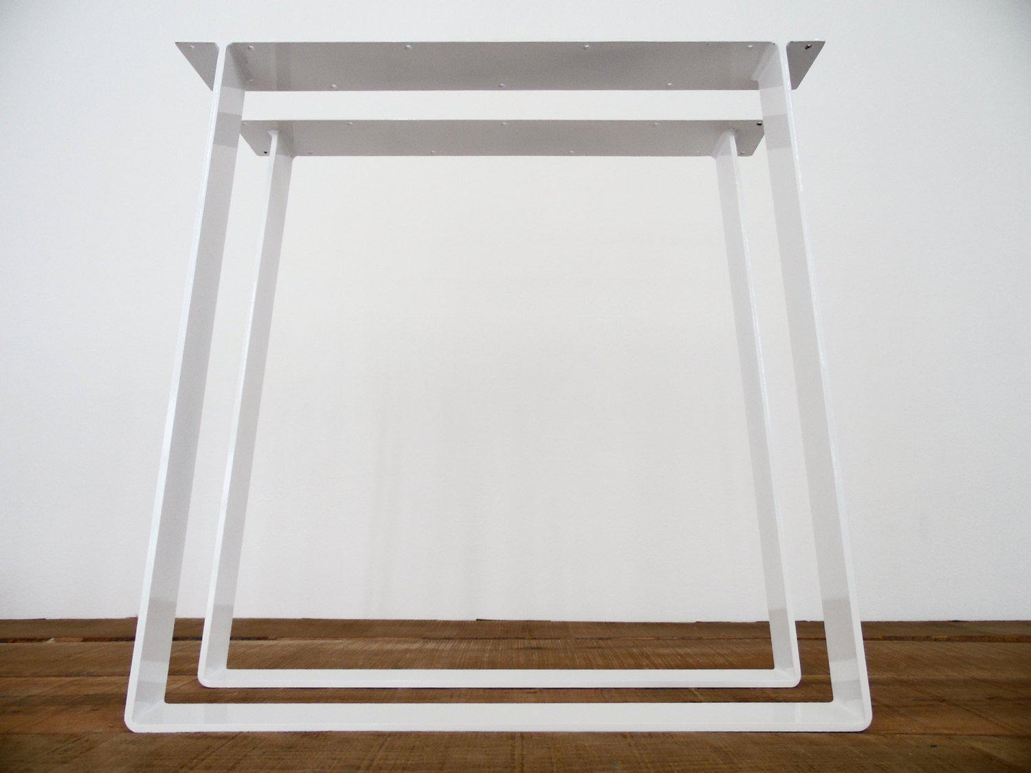28" Trapezoid Flat Steel Table Legs, 24" Width Base, Heigh 26" - 32"  Set(2)