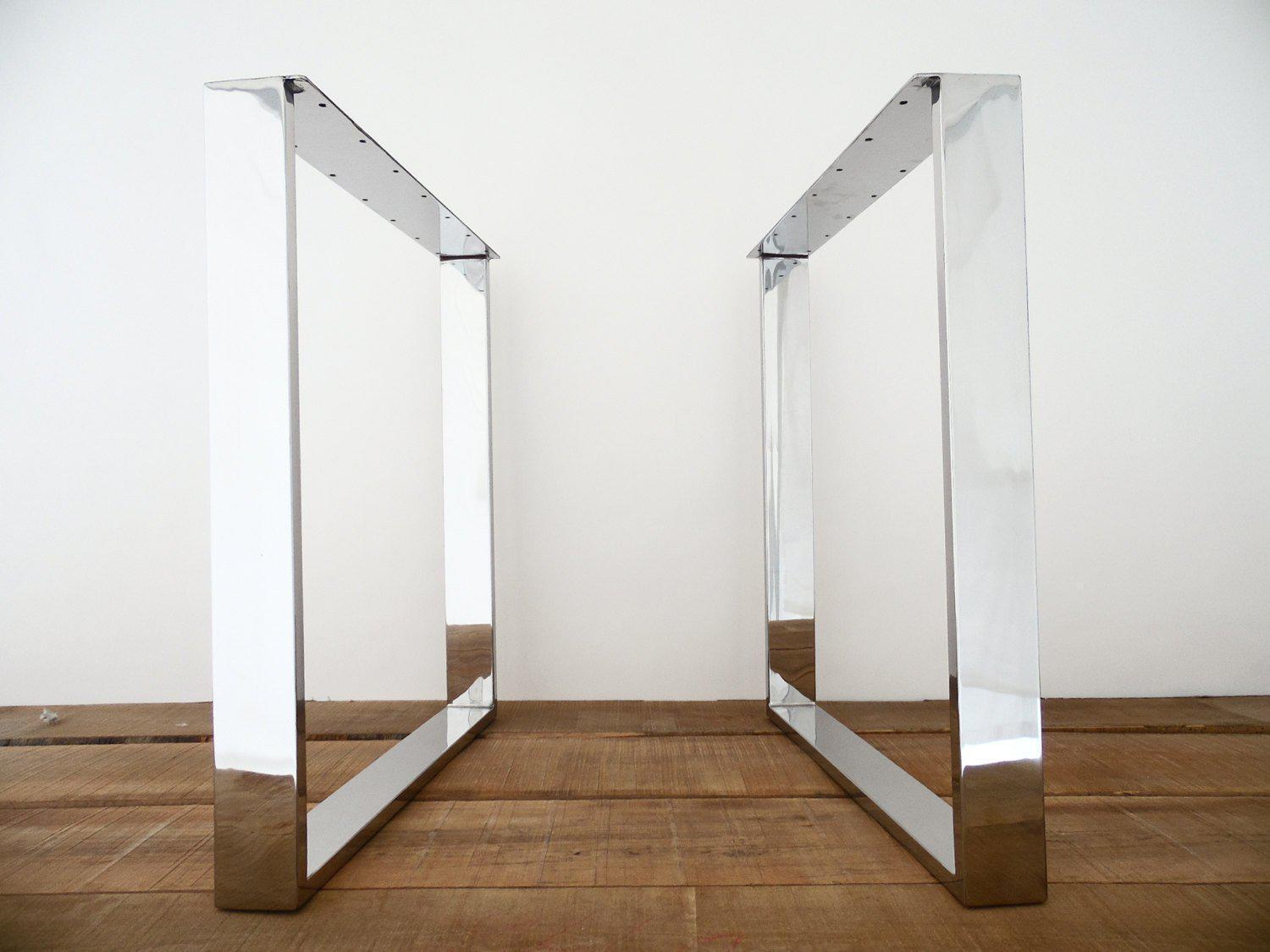 28" Wide Flat Stainless Steel Tubing Table Legs, 28" Width , Height 26" 32" Set(2)