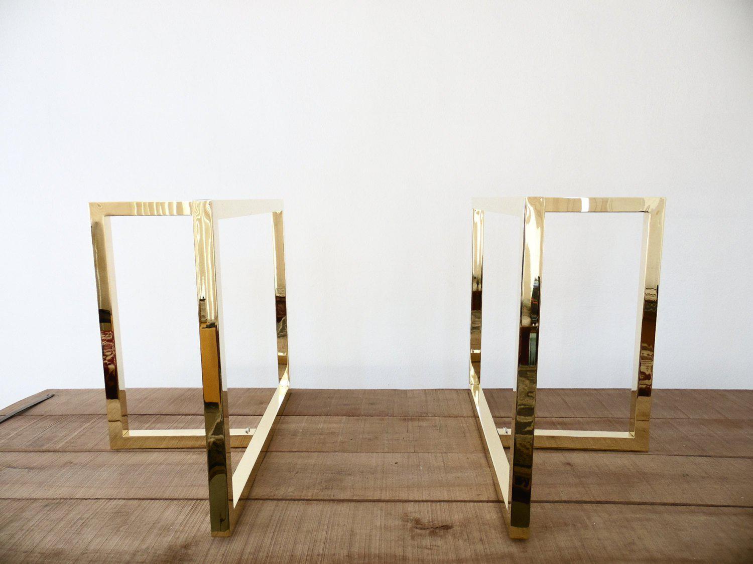 28" X 23" X 16" Brass Table Trestle Height 26" - 32" Set(2)