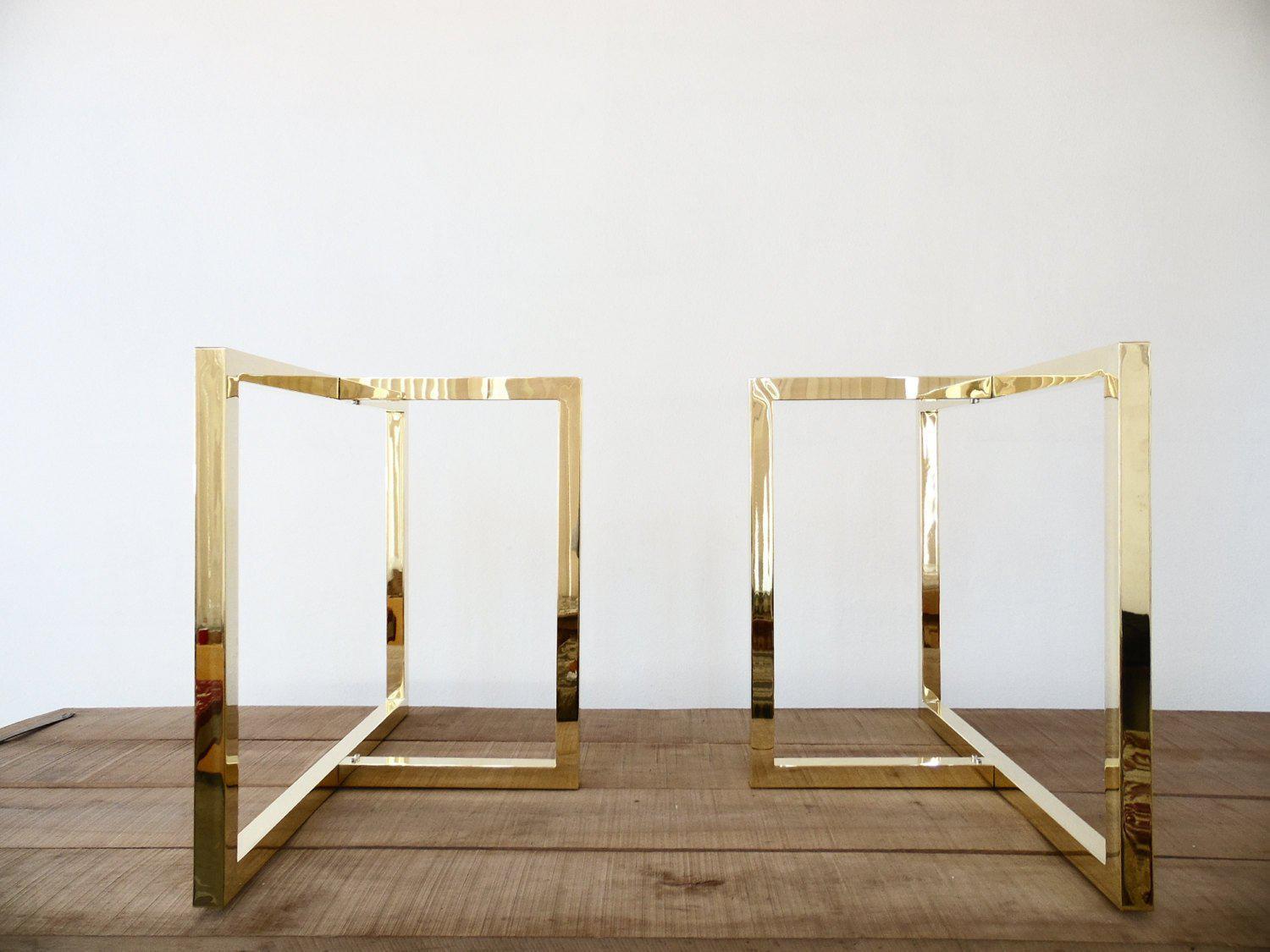 28" X 23" X 16" Brass Table Trestle Height 26" - 32" Set(2)