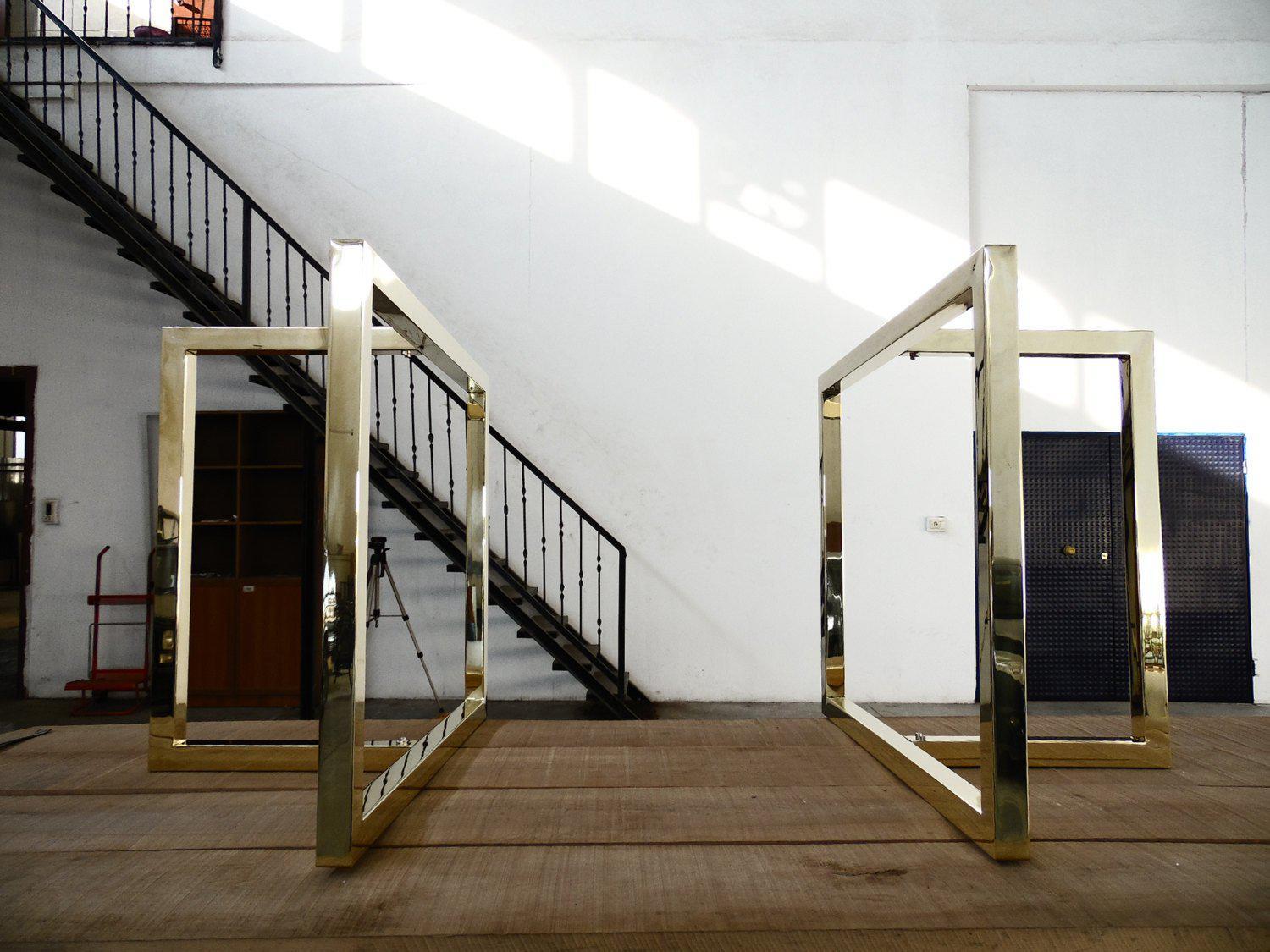 28" X 23" X 16" Brass Table Trestle Height 26" - 32" Set(2)