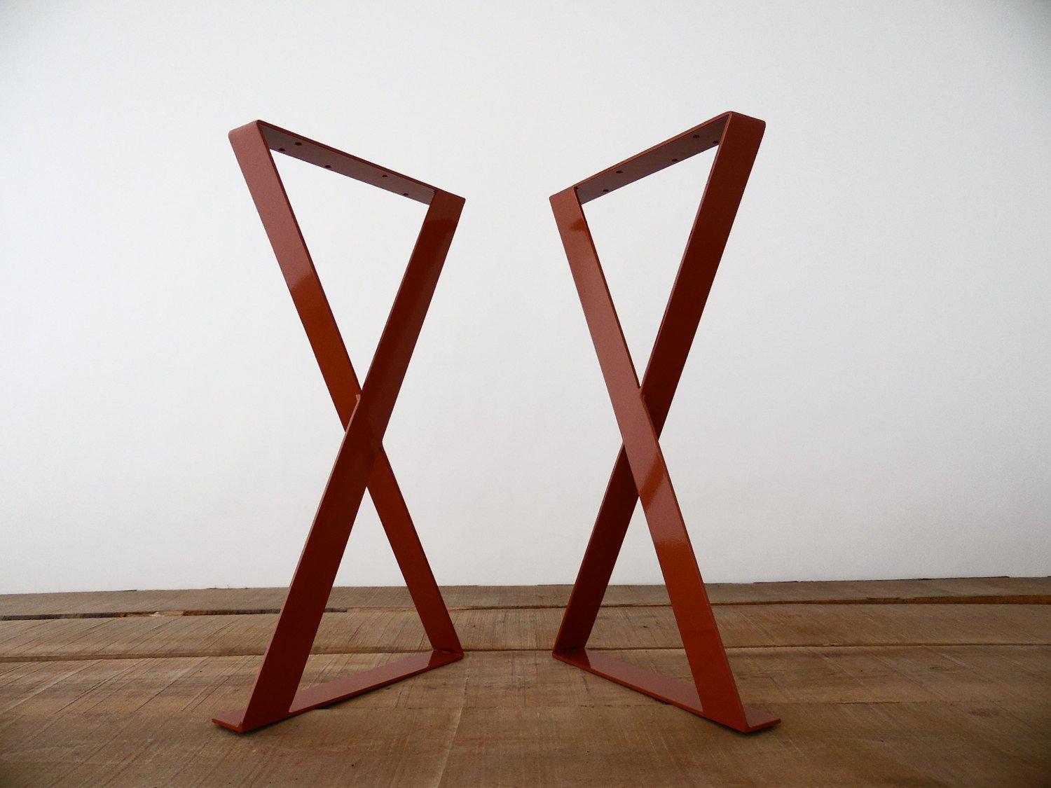 28" X-frame Flat Steel Table Legs, 15" Width Table Legs,  Height 26" To 32" Set(2)