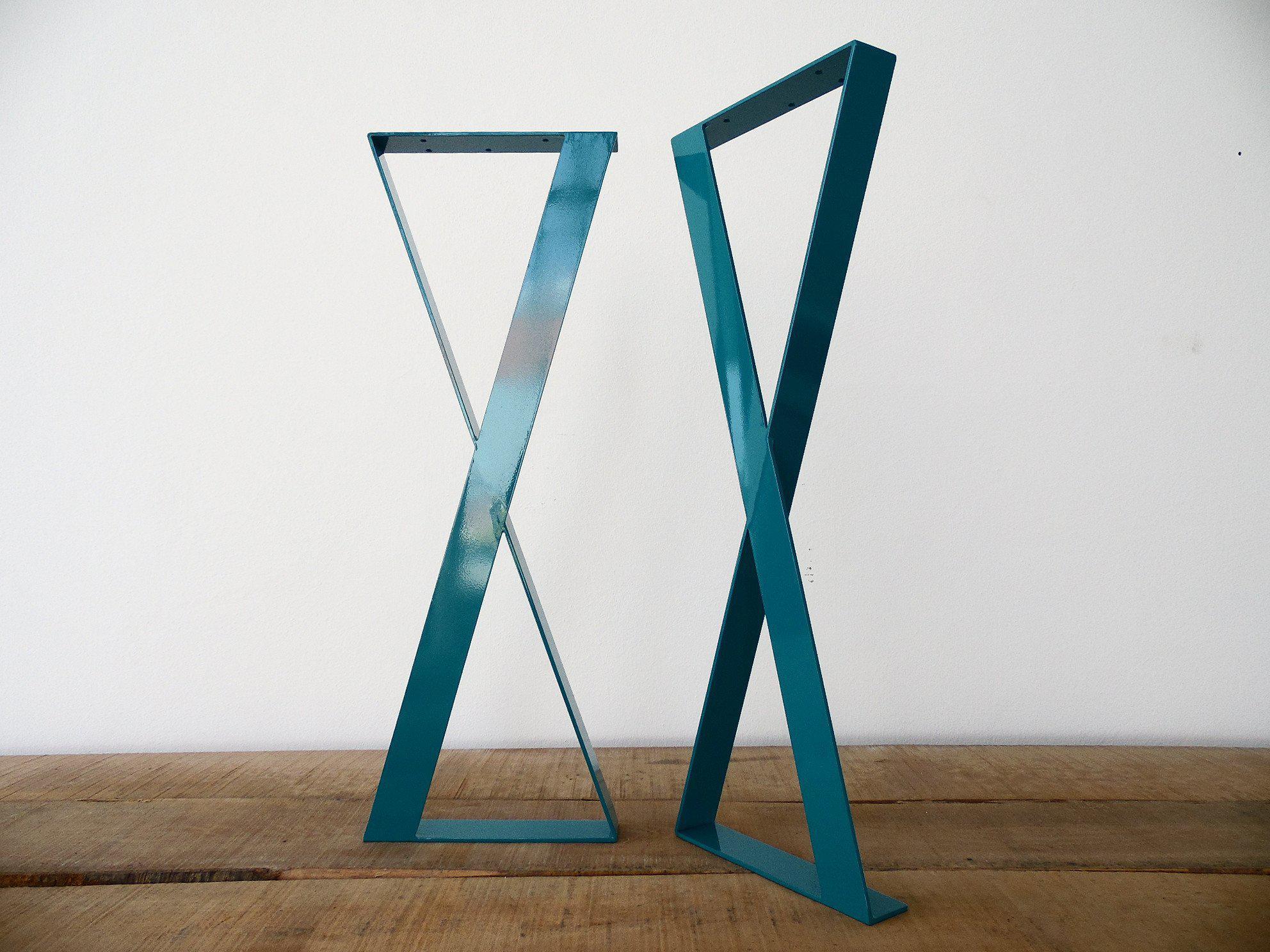 28" X Frame Flat Steel Table Legs, 15" Width Table Legs, Height 26" To 32" Set(2)