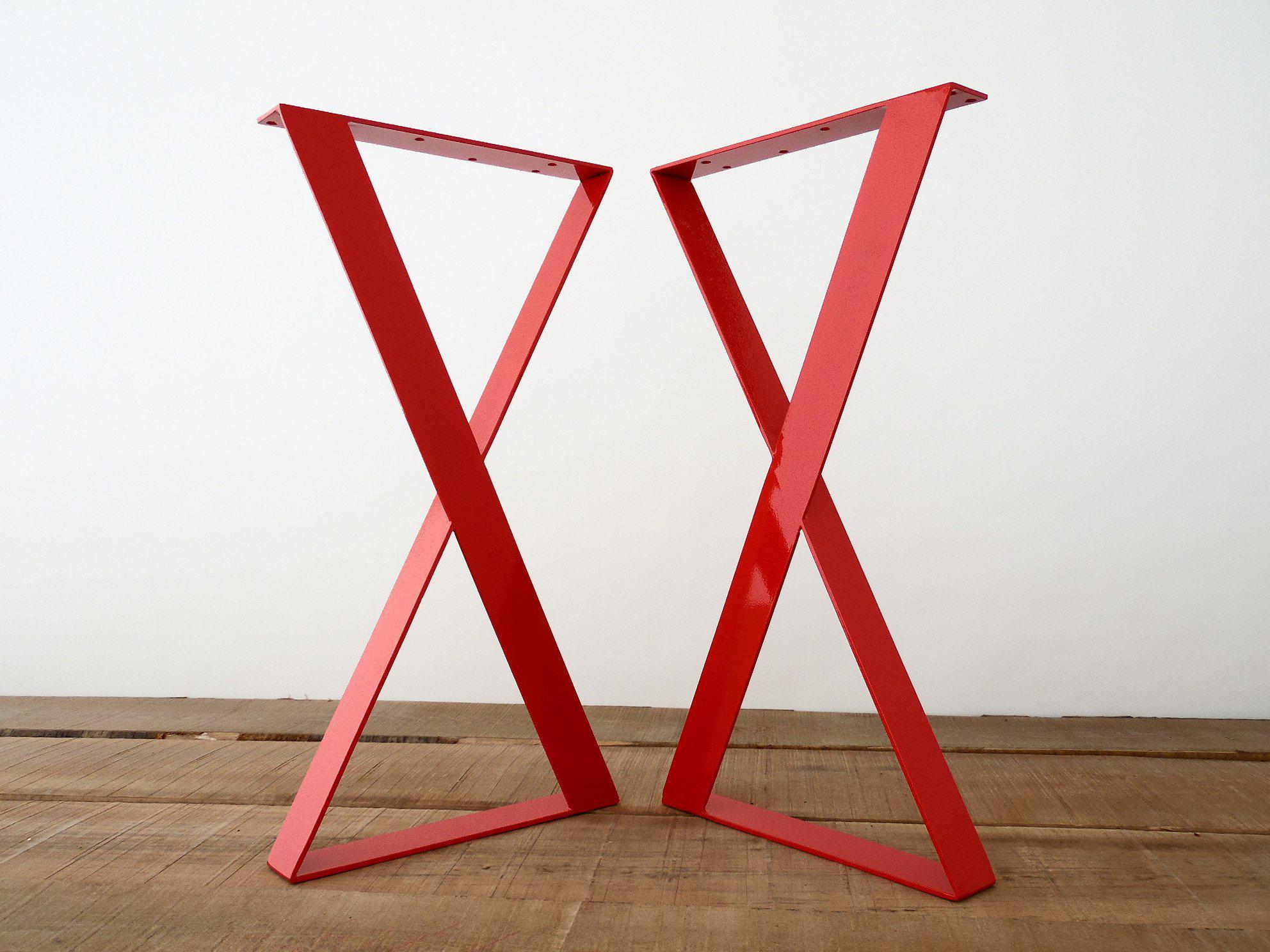 28" X Frame Flat Steel Table Legs, 15" Width Table Legs, Height 26" To 32" Set(2)