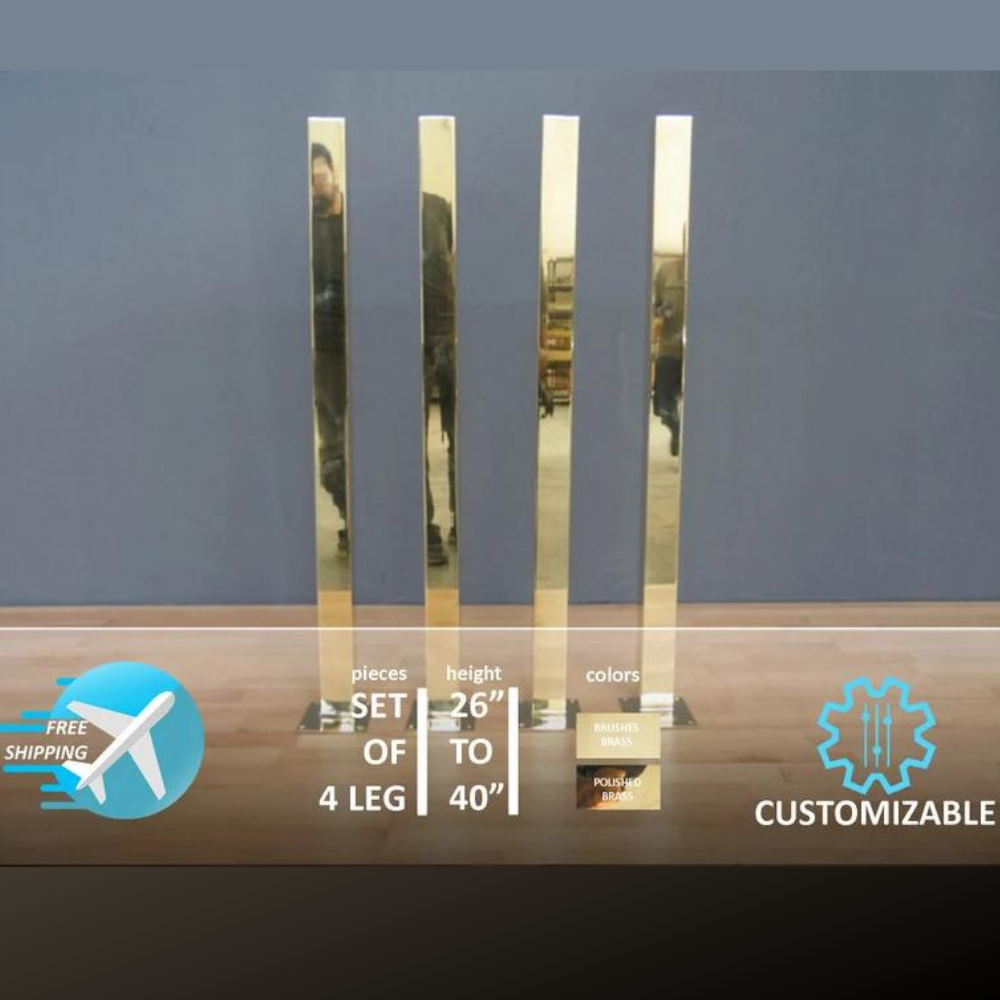 Counter & Bar Height Post Brass Table Legs Set(4)
