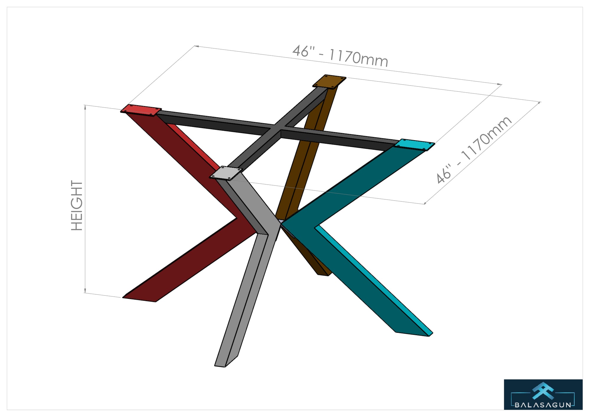 28" H X 46"R TUG Round Dining Table Base Stainless Steel