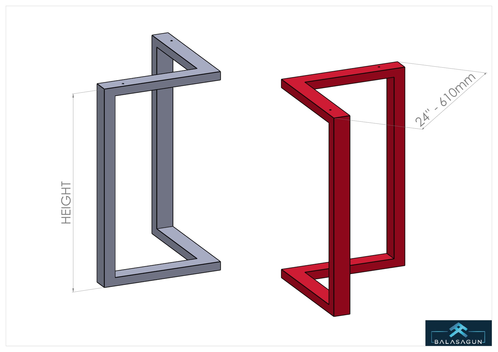 28" H X 24" W Bracket Table Legs