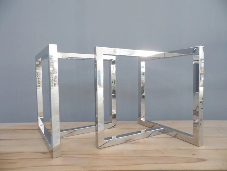 28" X 35” X 26" T-Look Stainless Steel Conference Table Base, Height 26" -30” Set(2)