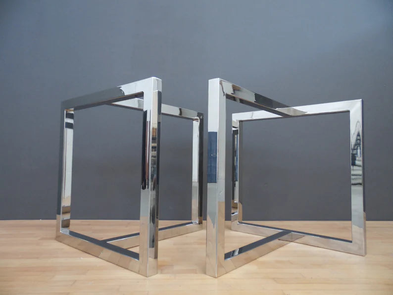 28" X 35” X 26" T-Look Stainless Steel Conference Table Base, Height 26" -30” Set(2)