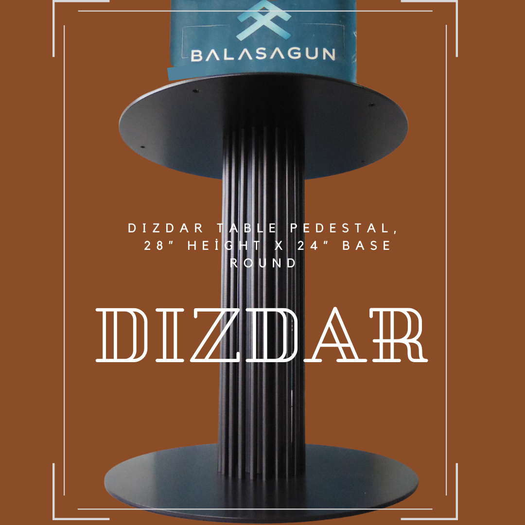 Metal Table Pedestal Base , 28” Height x 24” Base Round | DIZDAR