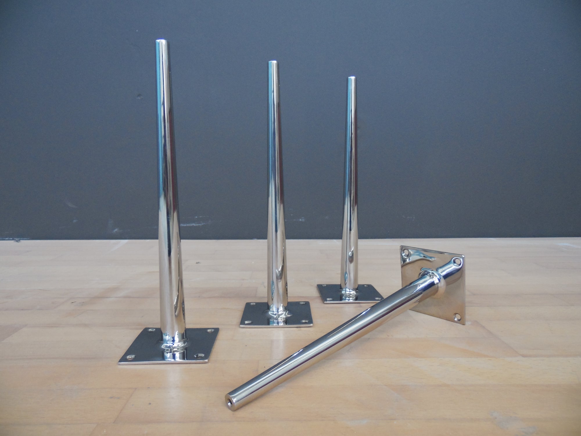 16" BITLIS - Tapered Turned Stainless Steel Table Legs Set ( 4)