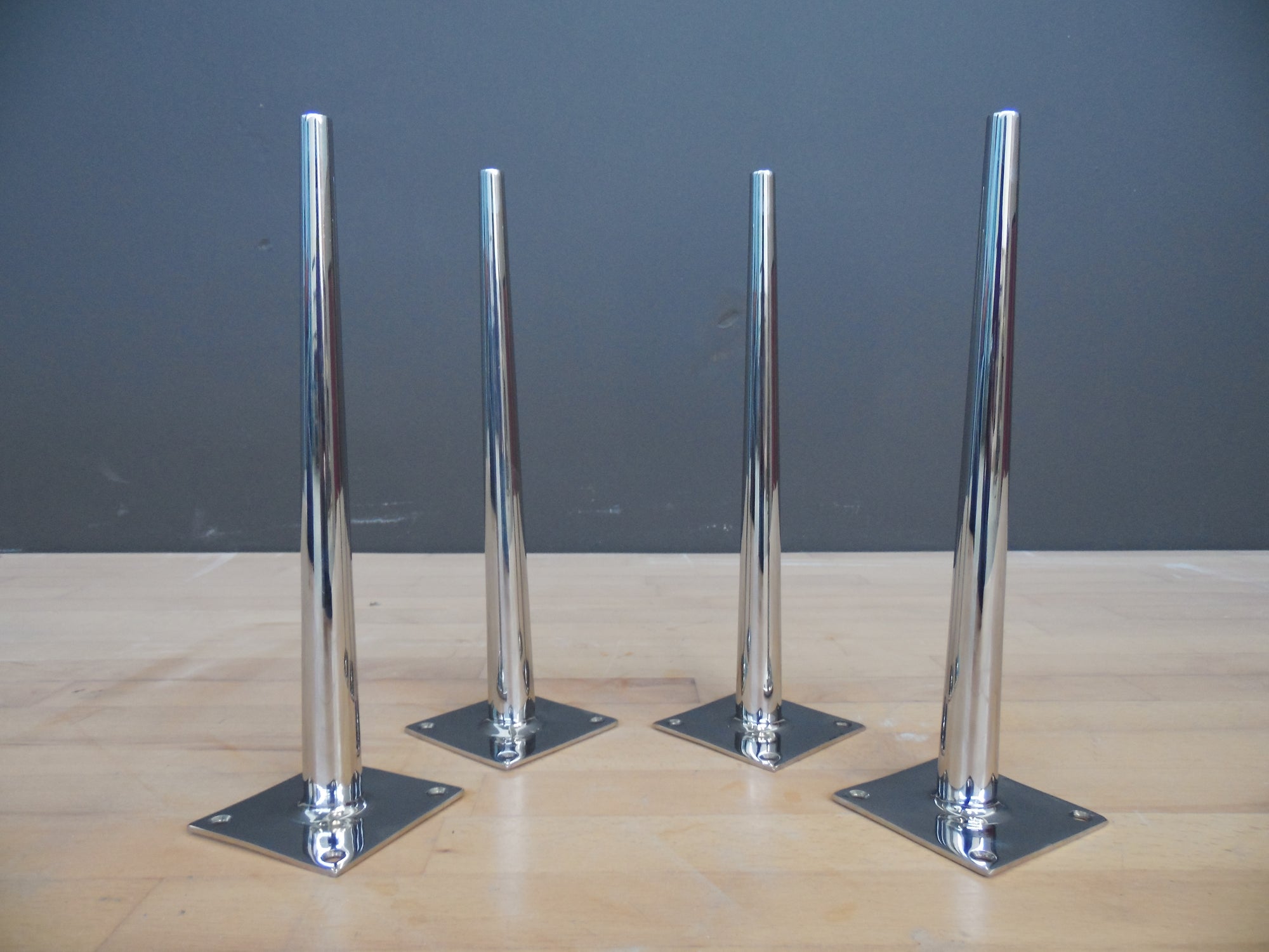 16" BITLIS - Tapered Turned Stainless Steel Table Legs Set ( 4)