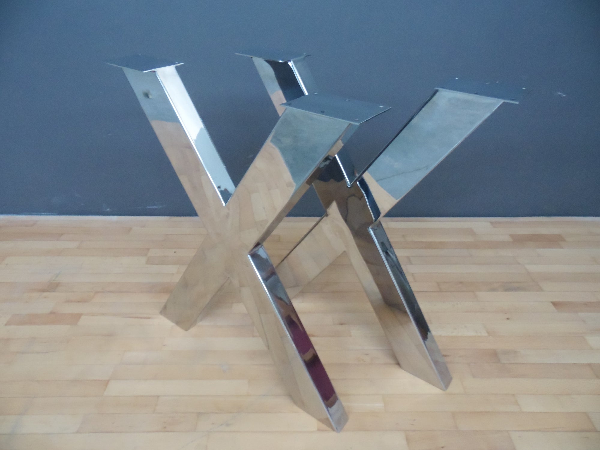 28" X Frame Table Legs, 24" Base Width, Stainless Steel Wide Tube, Height 26" 32" Set(2)
