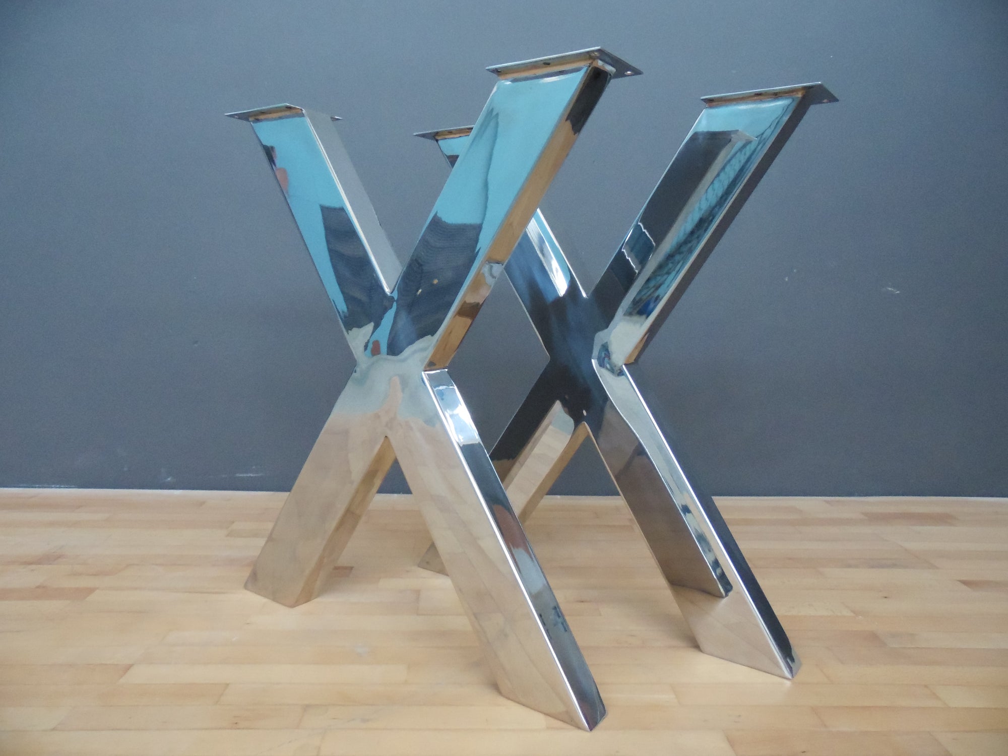 28" X Frame Table Legs, 24" Base Width, Stainless Steel Wide Tube, Height 26" 32" Set(2)