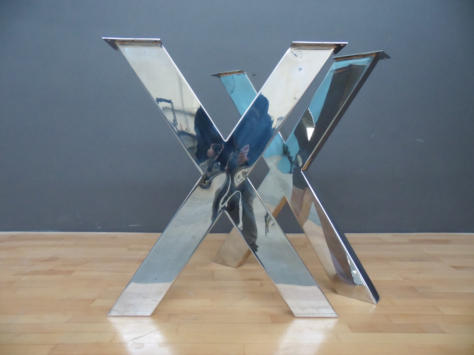 28" X Frame Table Legs, 24" Base Width, Stainless Steel Wide Tube, Height 26" 32" Set(2)
