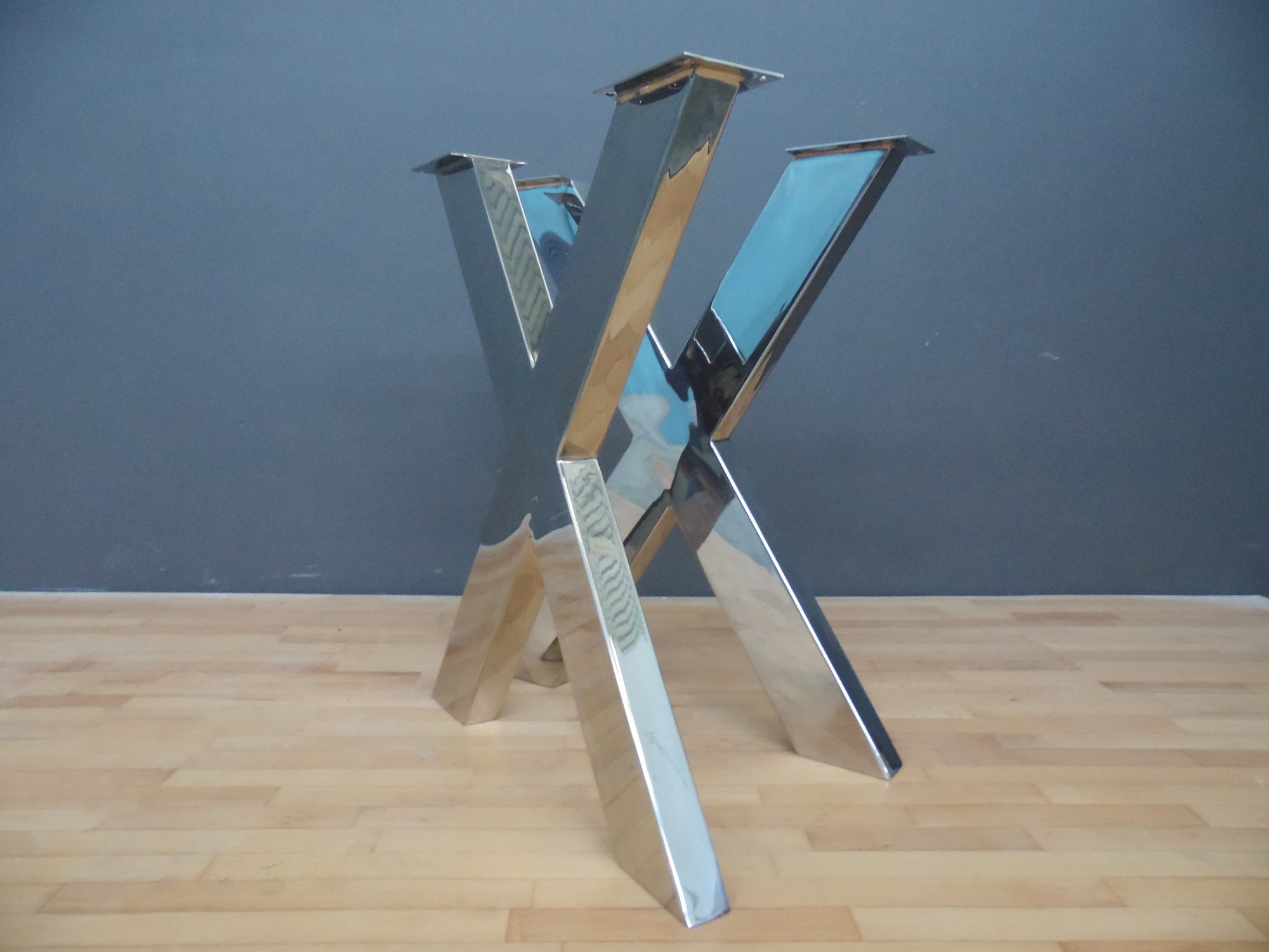 28" X Frame Table Legs, 24" Base Width, Stainless Steel Wide Tube, Height 26" 32" Set(2)