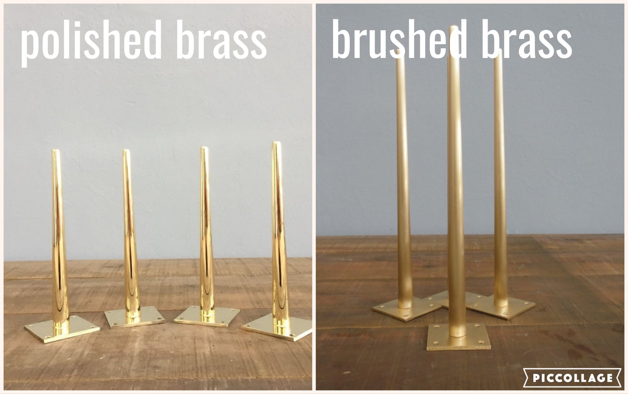 10" Tapered Solid Brass Table Legs For Furniture   | GOLDEN T38