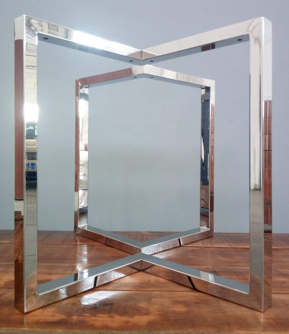 28" X 28" Bracket Table Legs, Stainless Steel, Height 26" To 30" Set(2)