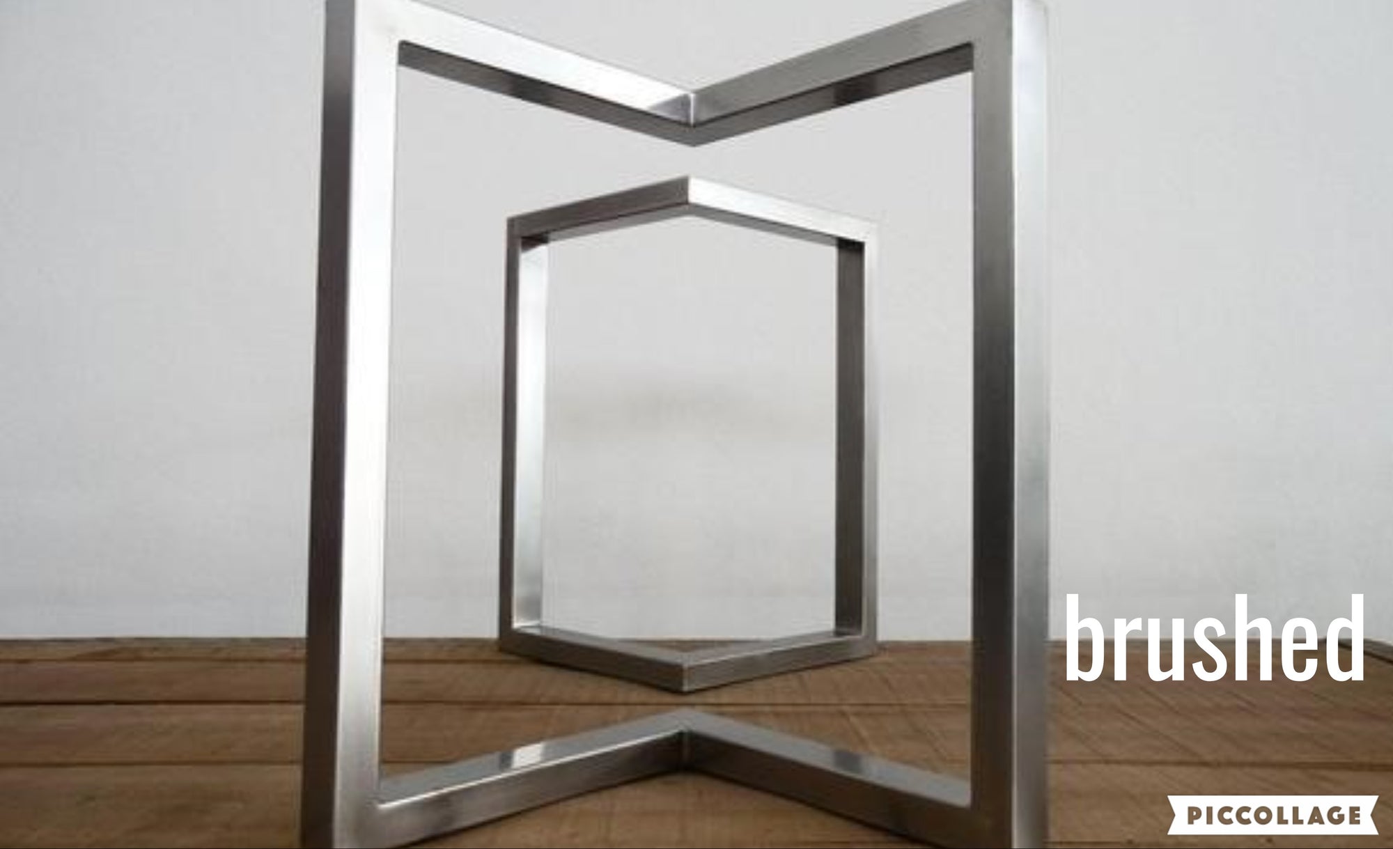 28" X 28" Bracket Table Legs, Stainless Steel, Height 26" To 30" Set(2)