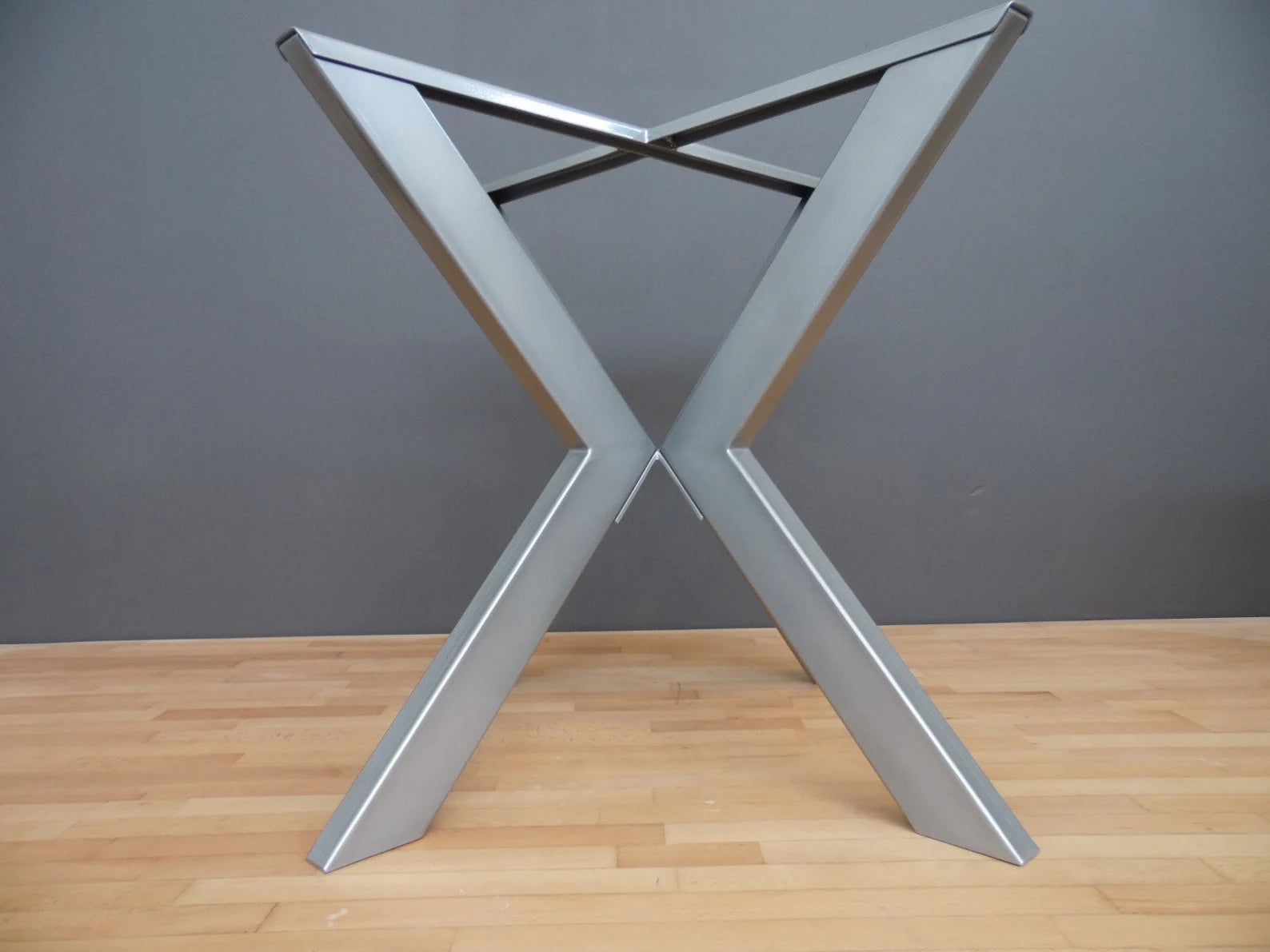 metallic grey metal round table base powder coated