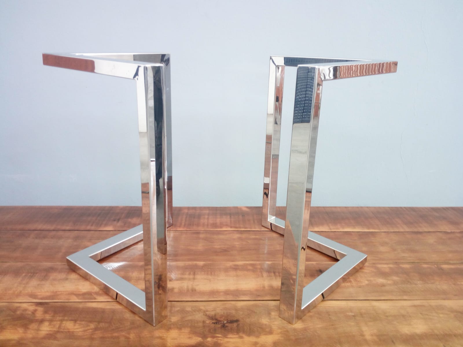 28" X 28" Bracket Table Legs, Stainless Steel, Height 26" To 30" Set(2)