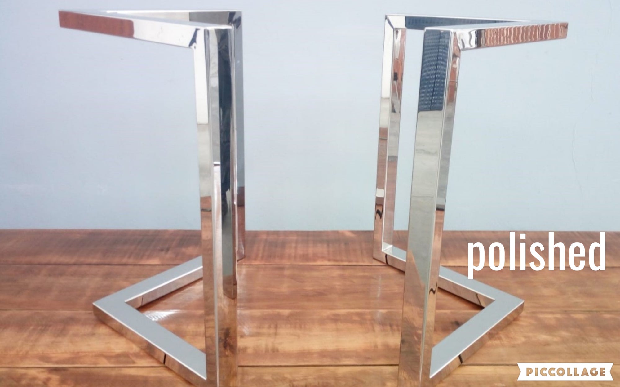 polished stainless steel modern table legs 2 