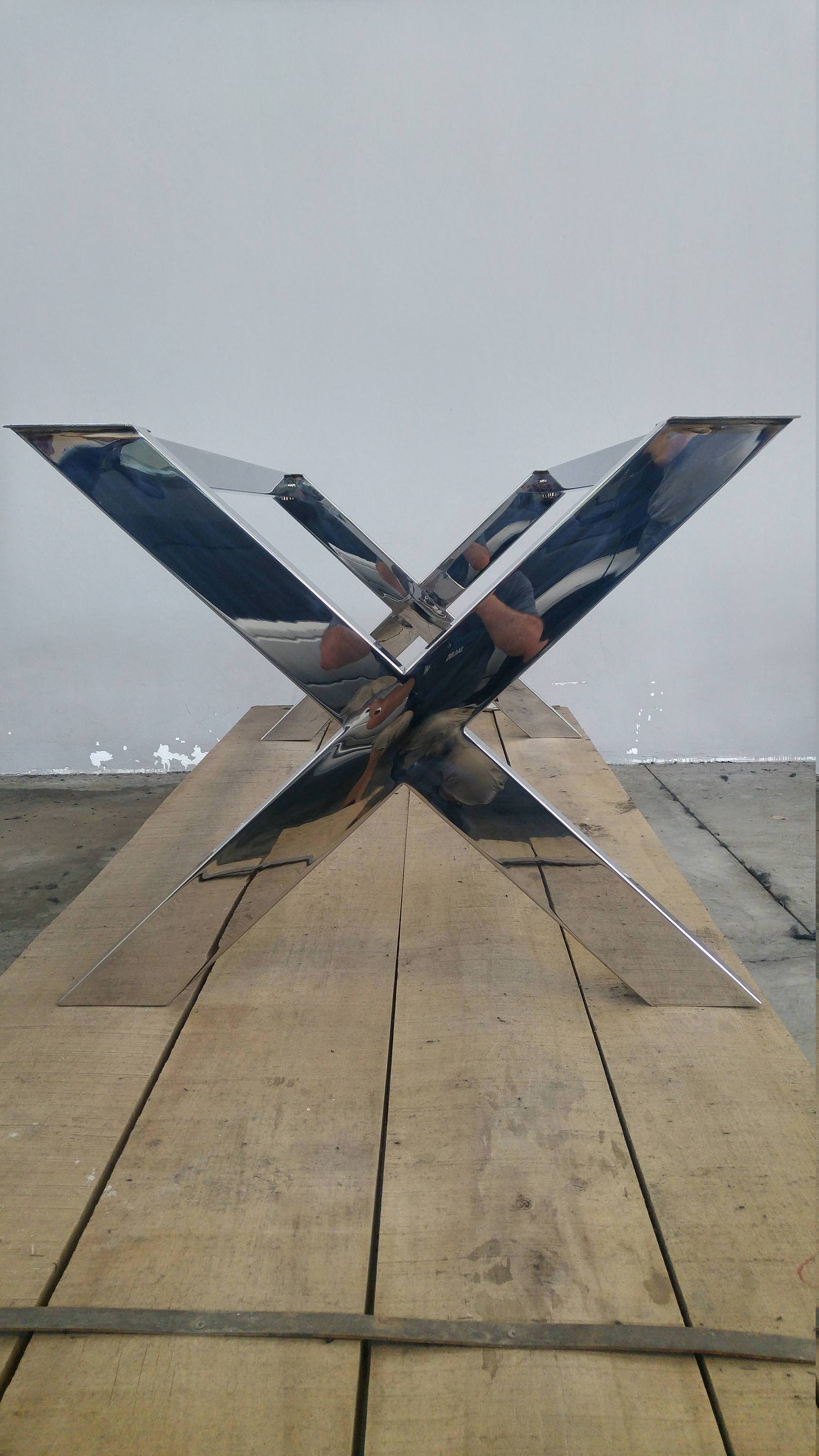 polished stainless steel table