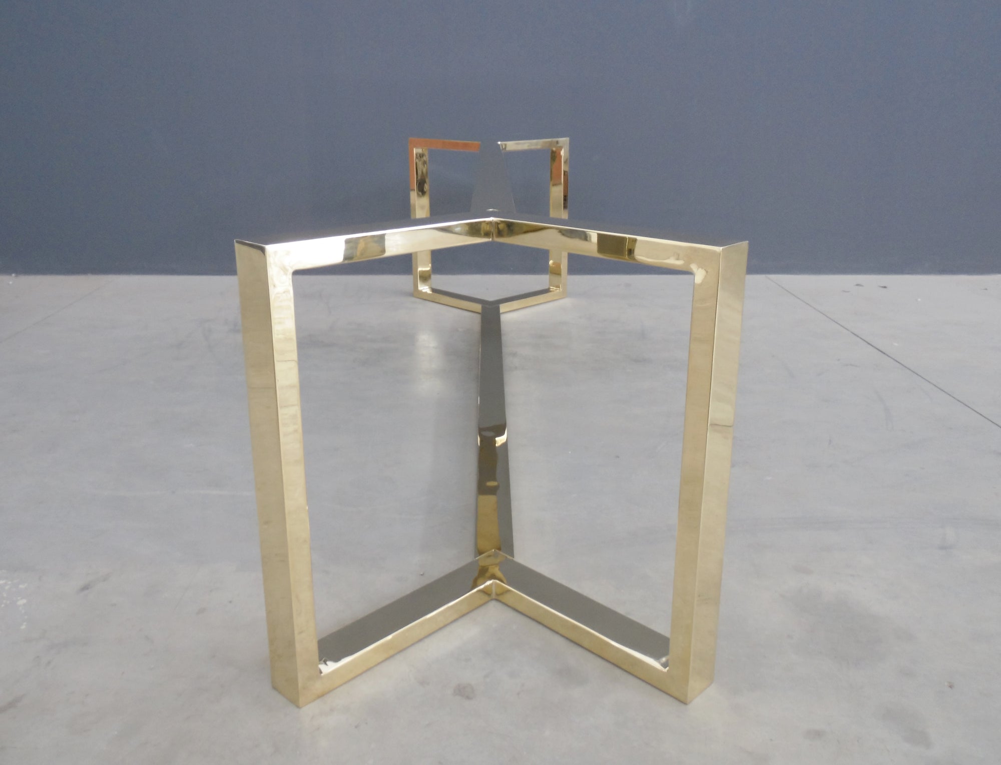 TUNA Brass Table Base, 28" H x 28” W x 72” L
