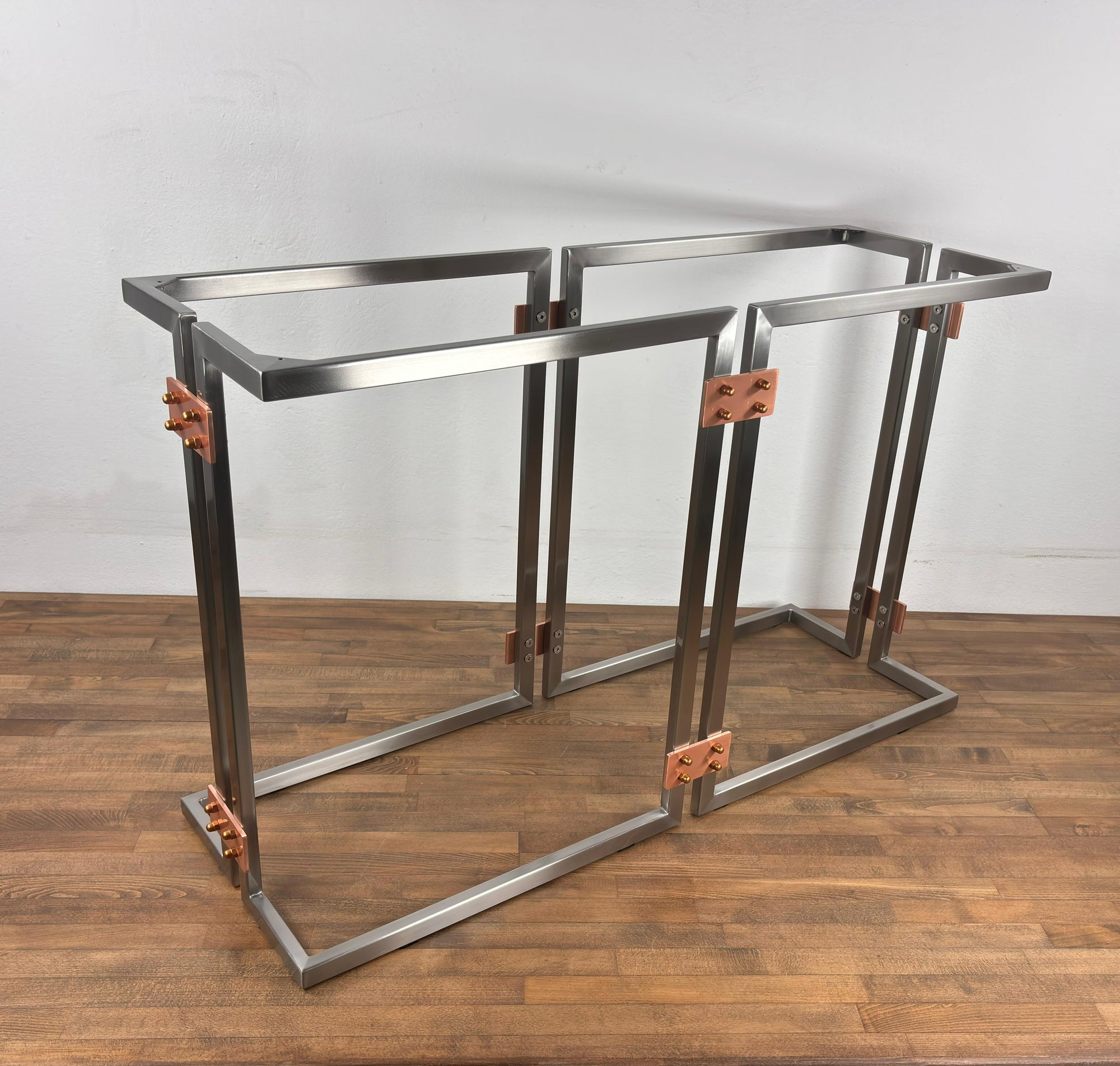 Modern CONSOLE Table Base | Stainless STEEL& Copper Entryway Furniture  Legs | SUTUN