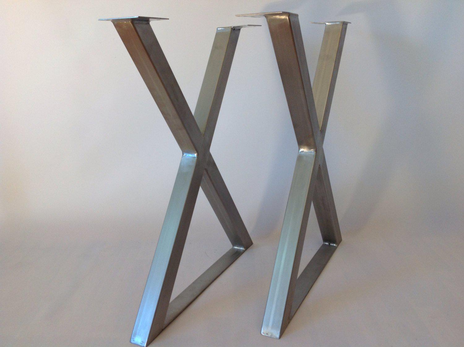 28" X Frame Table Legs , 24" Base Width,stainless Steel, Height 26" To 32" Set(2)